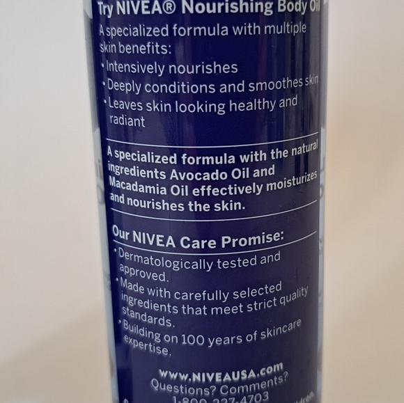 Nivea Nourishing Body Oil Avocado and Macadamia 6.8oz DISCONTINUED - Picture 3 of 3